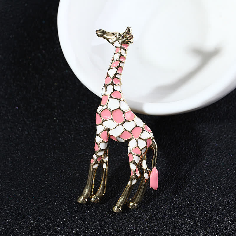 Damen Cartoon Glänzende Emaille Giraffenbrosche