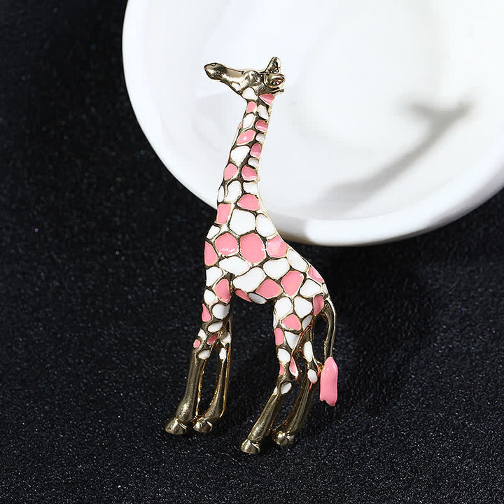 Damen Cartoon Glänzende Emaille Giraffenbrosche