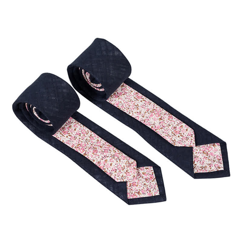 Herren Neuartiger Karo-Blumen-Patchwork-Krawatte - Schwarz - image 25