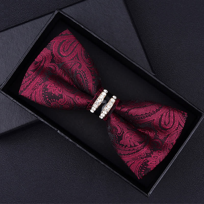 Herren Fliege mit Blumen Paisley, Streifen und Strass