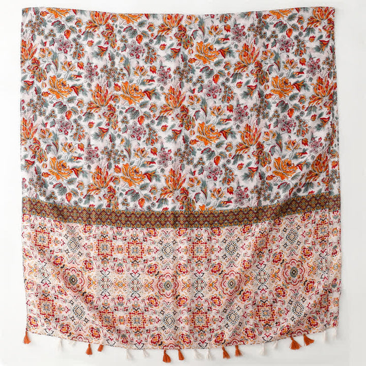 Orangefarbenes Boho-Ethno-Strandtuch für Damen
