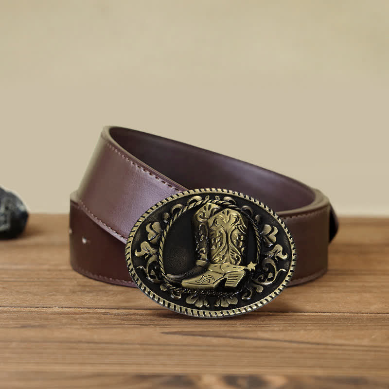 DIY Cowboy Stiefel Ledergürtel für Herren mit Schnalle
