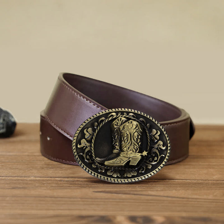 DIY Cowboy Stiefel Ledergürtel für Herren mit Schnalle