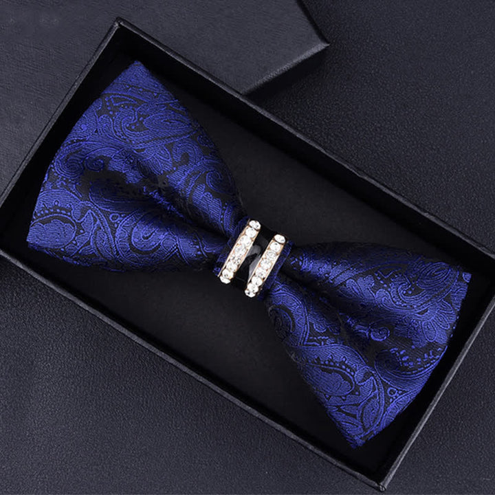 Herren Fliege mit Blumen Paisley, Streifen und Strass