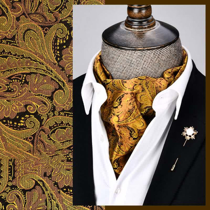 Gelbe moderne Männergröße Floral Ascot Paisley Krawatte