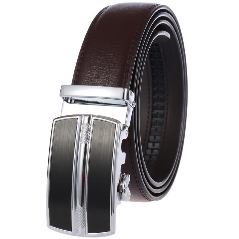 Schlichter Herrengürtel aus hohlem Leder mit automatischer Schnalle - Braun Nr. 2 - 46 - image 7
