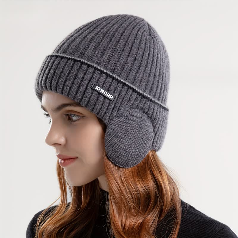 Unisex Hut mit einfarbigen Ohrenklappen, elastisch und verdickt, gestrickt