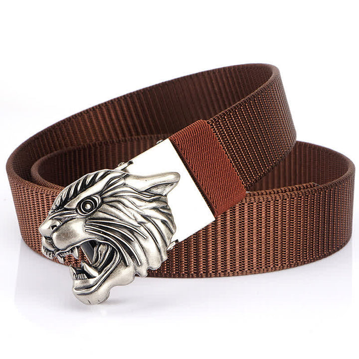 Nylon-Gürtel mit brüllendem Tigerkopf für Männer