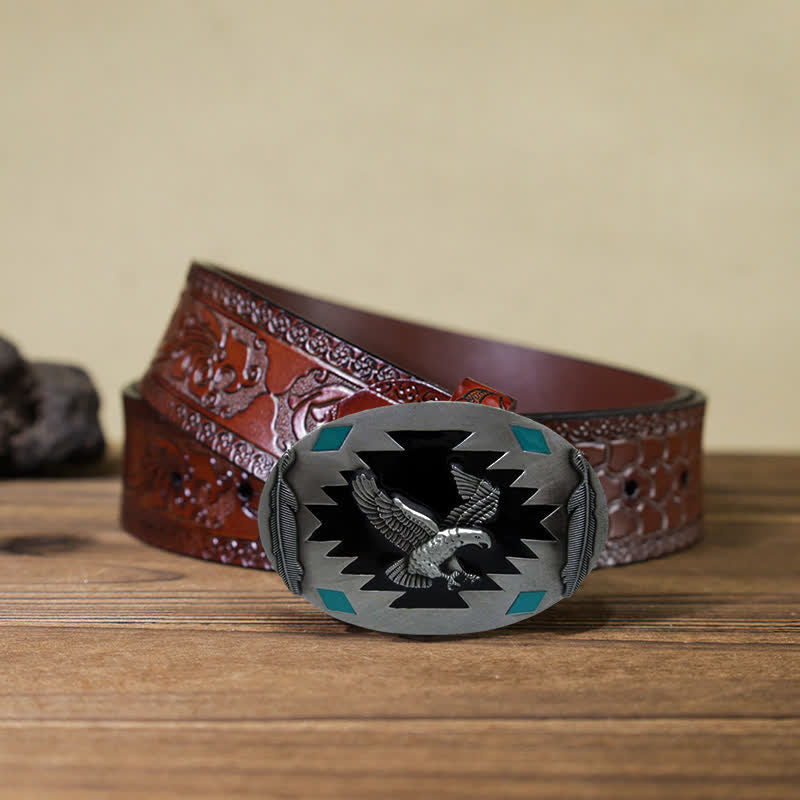 DIY Western Herren-Ledergürtel mit fliegender Adler-Schnalle