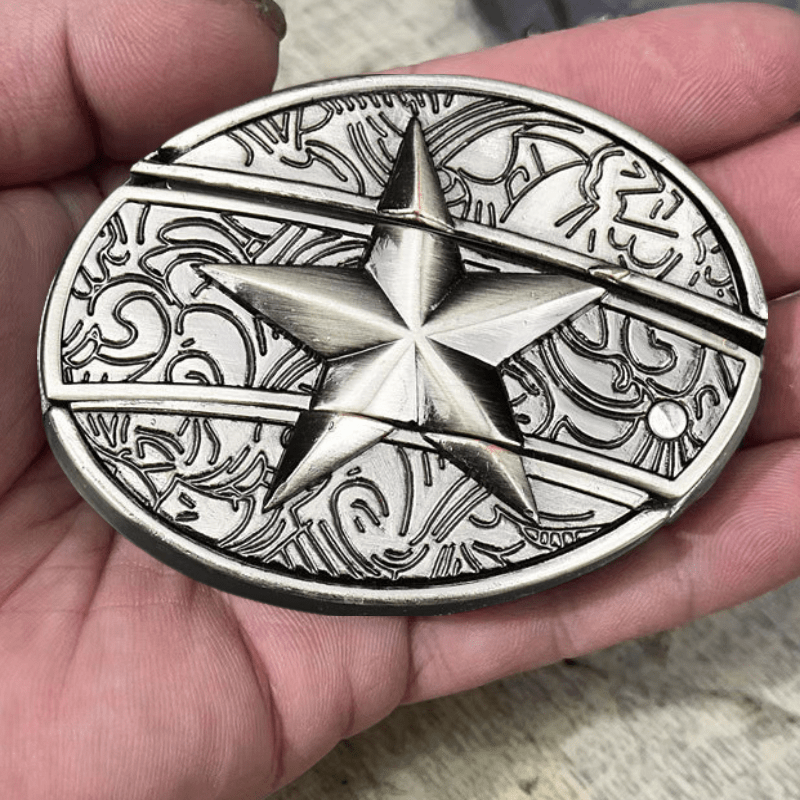 Herren Alone Pentagramm Ledergürtel mit Klappmesser