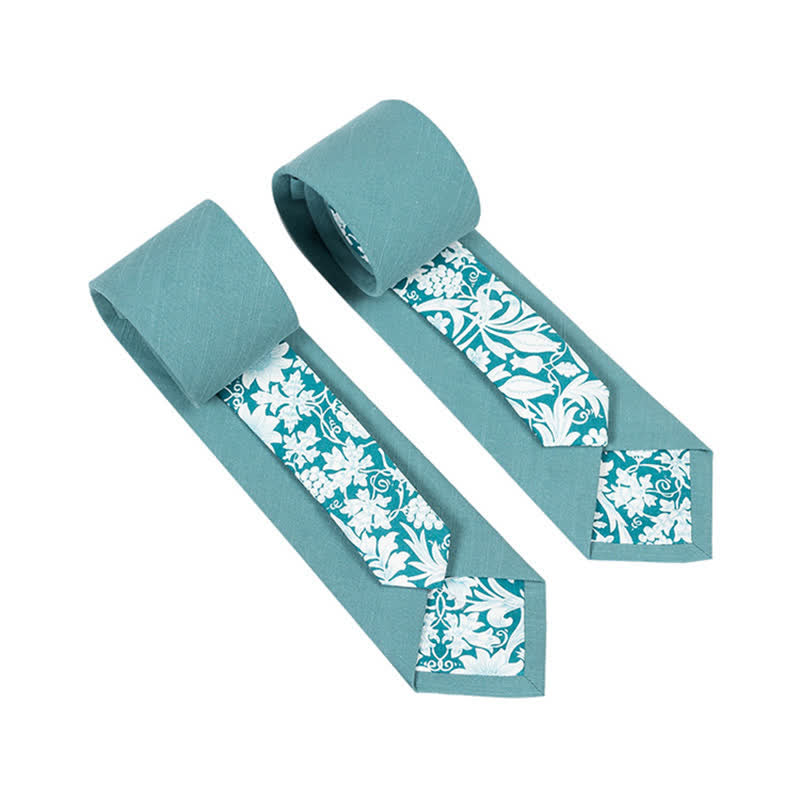 Herren Neuartiger Karo-Blumen-Patchwork-Krawatte - Aquamarin - image 13
