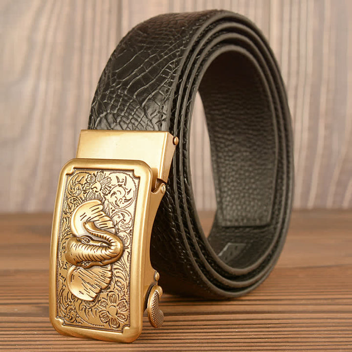 Herren Punk Elefant Alligator Muster Ledergürtel