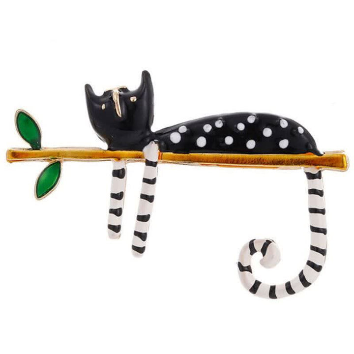 Frauen Gemütliches Kätzchen Polka Dot Katzenbrosche