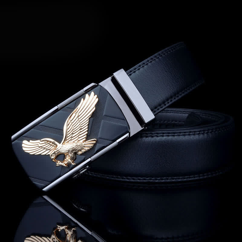 Herren Leder Gürtel mit Animal Eagle Automatik Schnalle