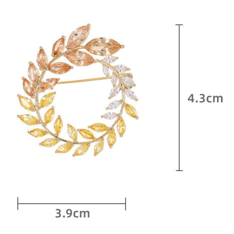 Damen goldene Weizenblätter Zirkon Brosche