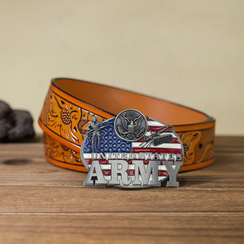 Herren DIY Militär US Army Schnalle Ledergürtel