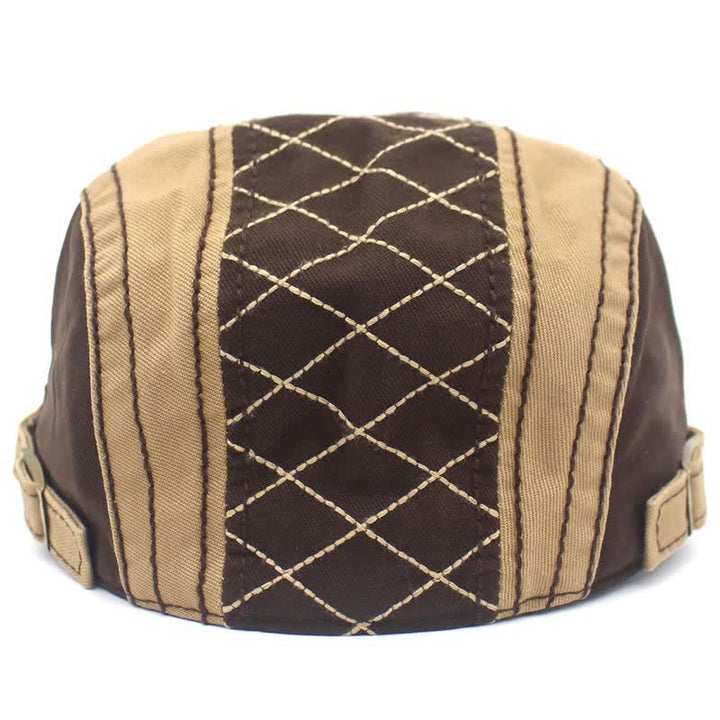 Vintage Stickerei Karierte Patchwork Barettmütze