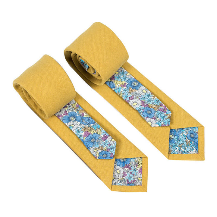 Herren Neuartiger Karo-Blumen-Patchwork-Krawatte - Gelb - image 8