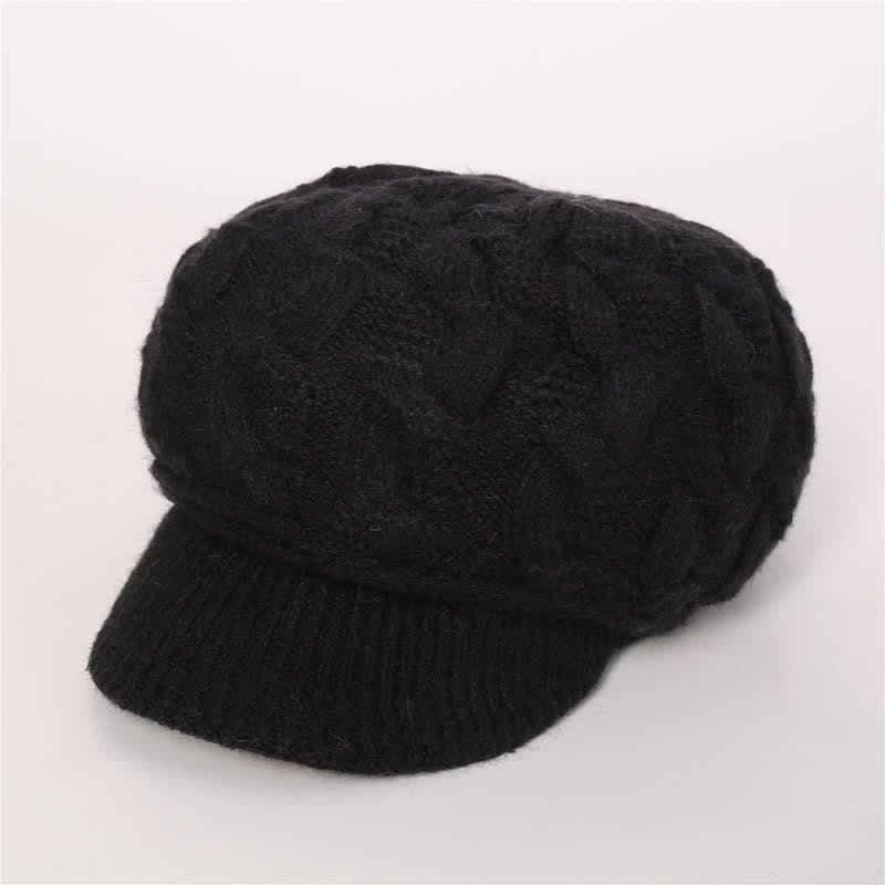 Damen Beanie-Hut mit lockerem flauschigem Futter und Schirm
