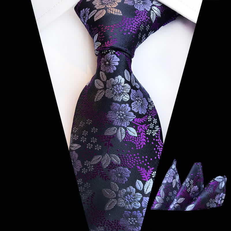 2-teiliges Krawattenset für Herren mit Pflaumenblüten-Blumenmuster