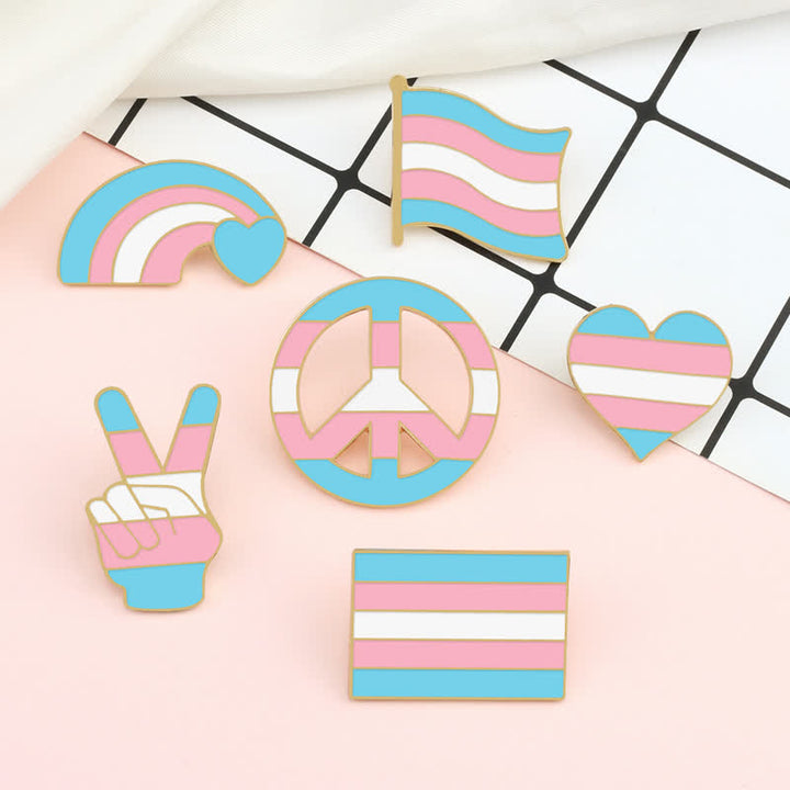 6Stk. Pride Day Pink & Blue Rainbow Flag Brosche
