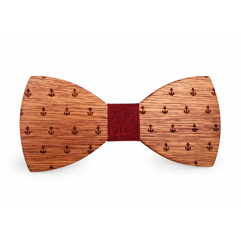 Holzfliege mit nautischem Anker-Design für Herren