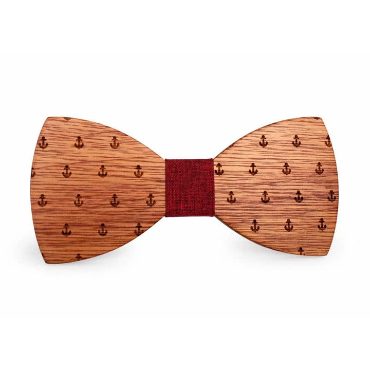 Holzfliege mit nautischem Anker-Design für Herren