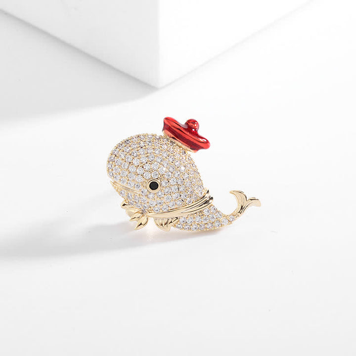 Frauen Marine Strass Wal Brosche