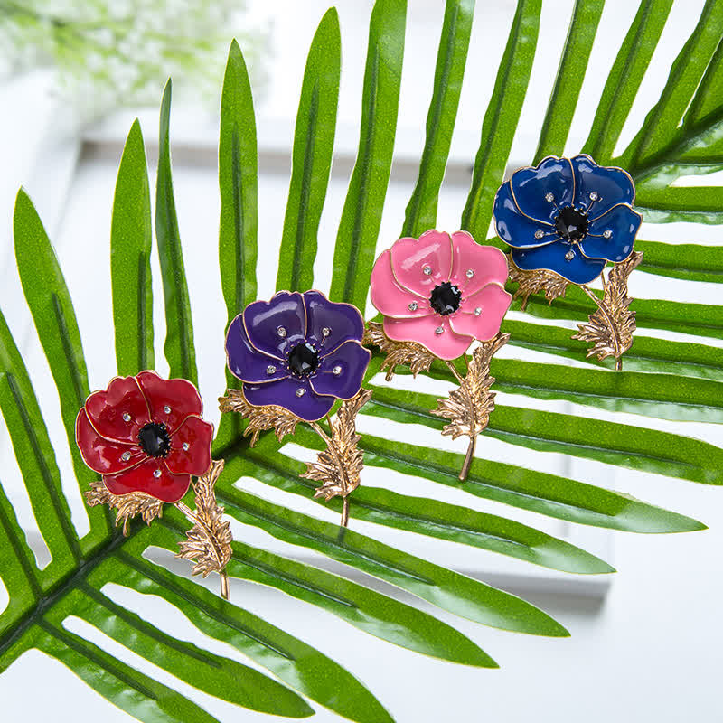 Vintage-Ölgemälde-Mohnblumen-Brosche für Frauen