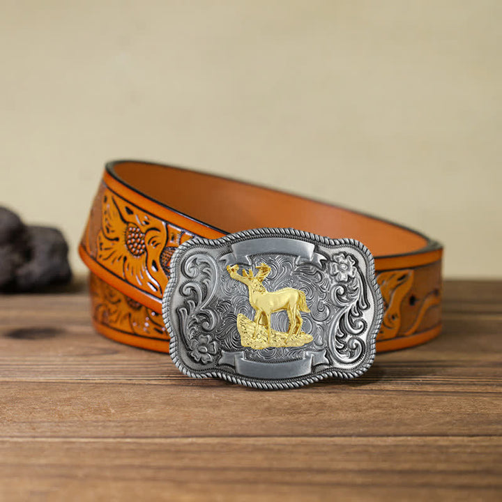 Herren DIY Ledergürtel mit goldener Tierschnalle
