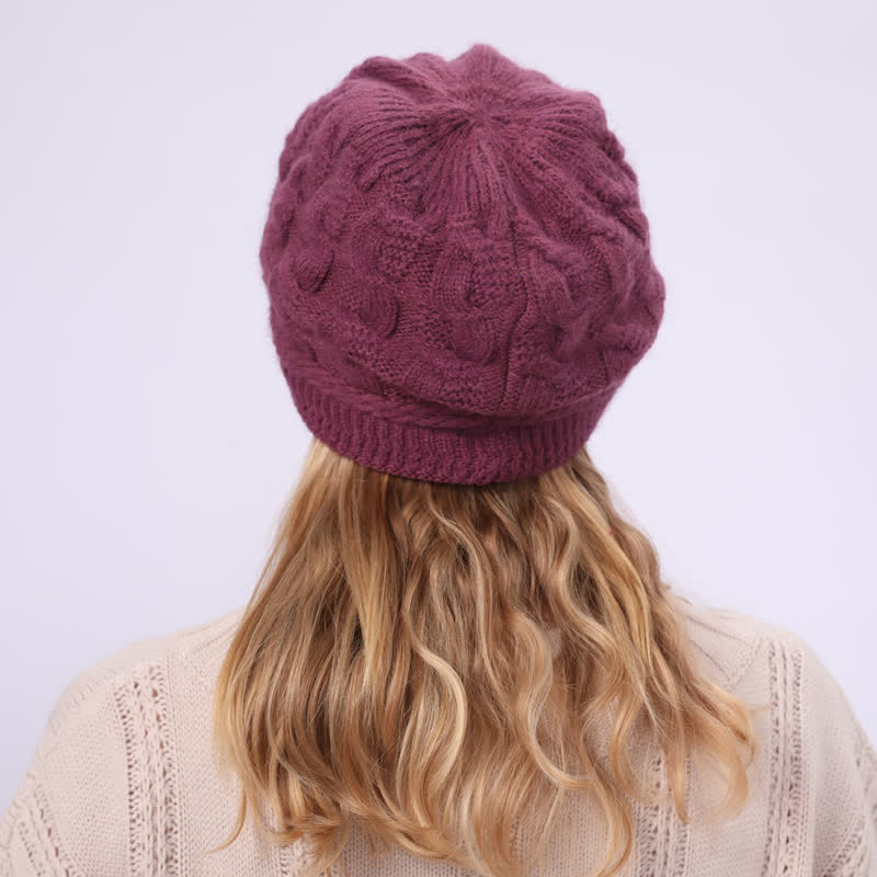 Damen Beanie-Hut mit lockerem flauschigem Futter und Schirm