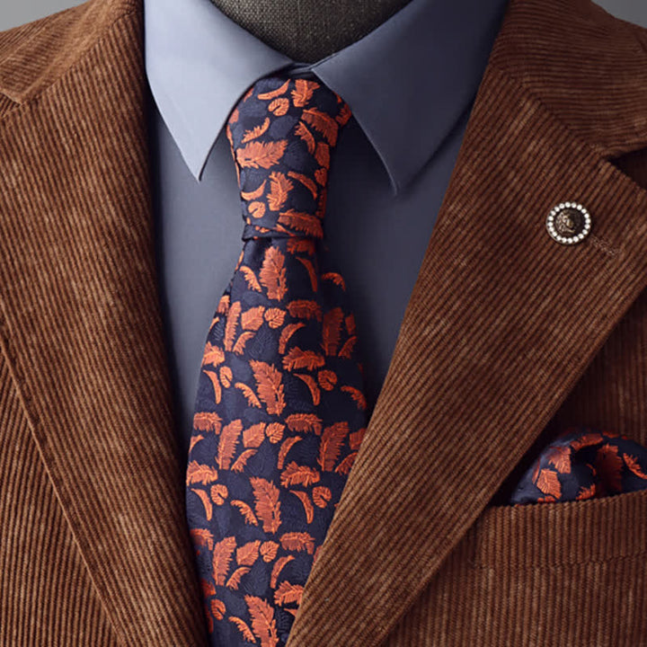 Herrenkrawatte mit orange-blauen Federdruck - Orange & Blau - image 0