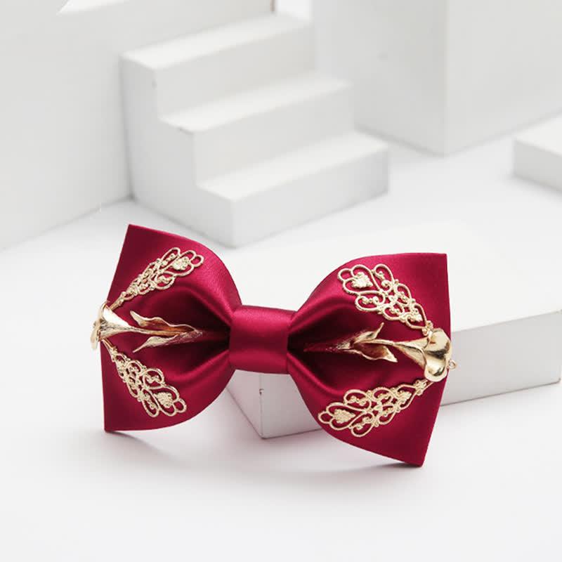Fliege mit goldenen blumigen Calla-Lilien-Muster für Männer