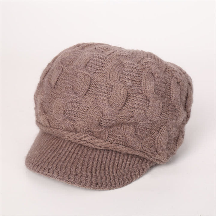 Damen Beanie-Hut mit lockerem flauschigem Futter und Schirm