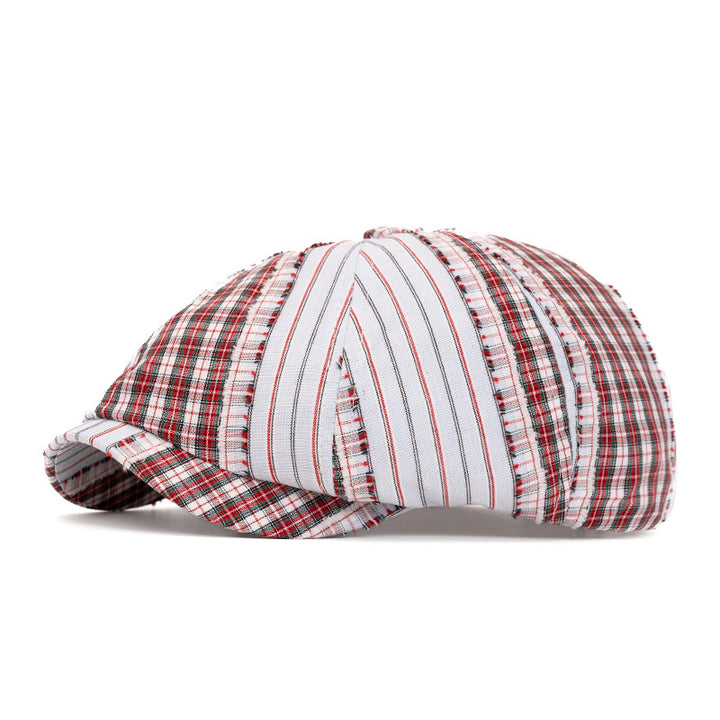 Baskenmütze im Retro-Stil mit Farbblockierung, geeignet für Frühling und Sommer - Rot - Einstellbar (22 1/2"-24") - image 11