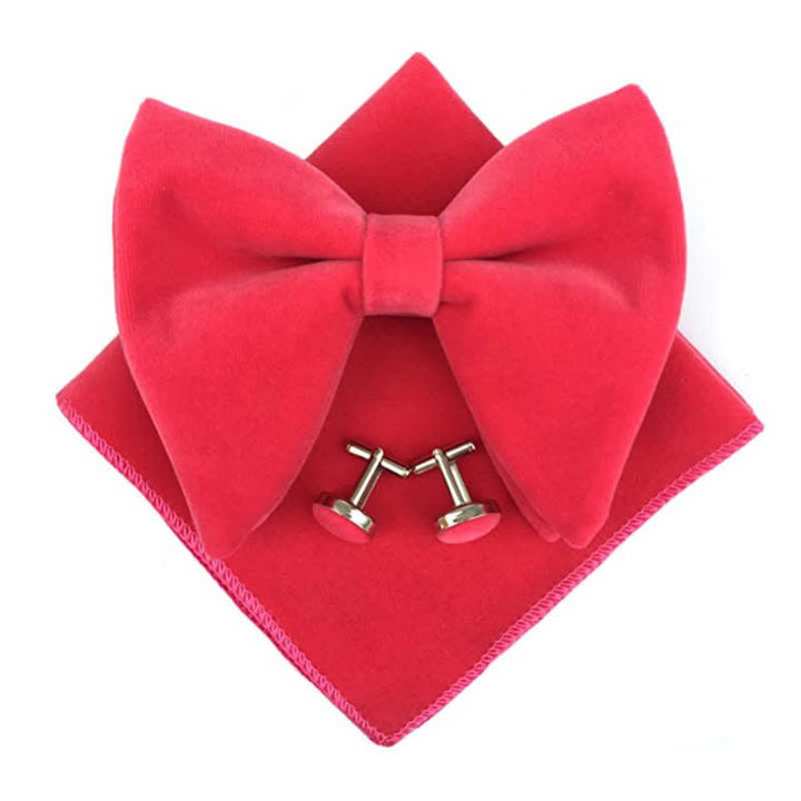 3-teiliges Set Herren-Samtfliegen in Übergröße mit spitzer Form - Rosa - image 9