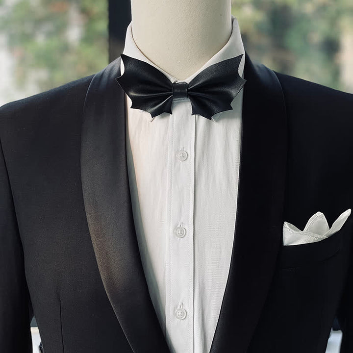 Schwarze Fliege aus Kunstleder mit Engelsflügeln für Herren - Stil #A - image 0