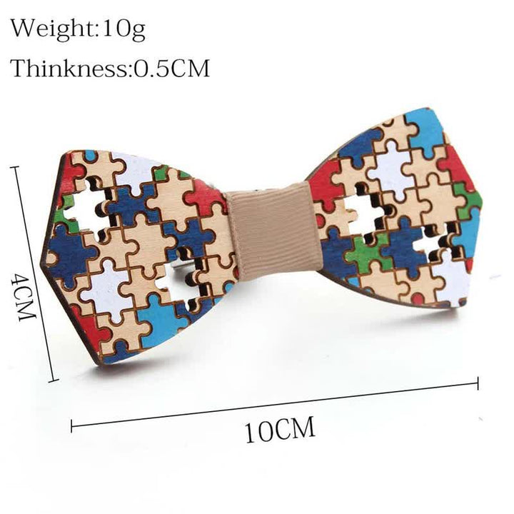 Holzfliege mit Puzzle-Muster für Herren
