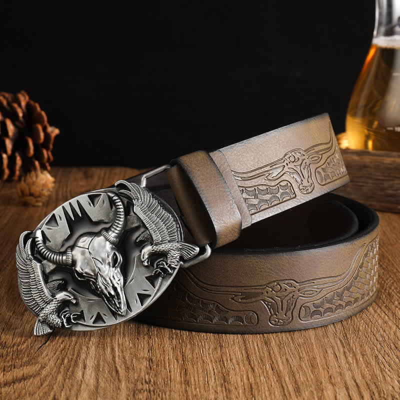 Herren Vintage Bull &amp; Dual Eagles Ledergürtel