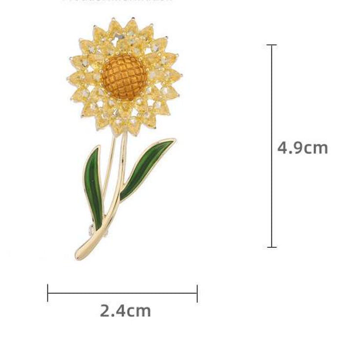 Goldene Sonnenblumenbrosche für Frauen