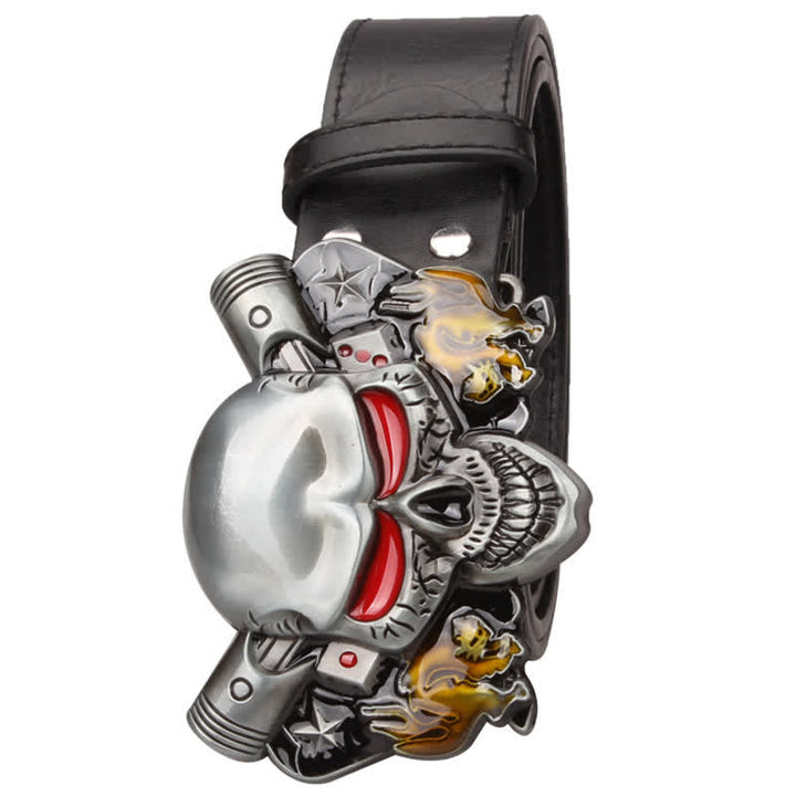 Herren Punk Biker Skull Demon Clown Ledergürtel