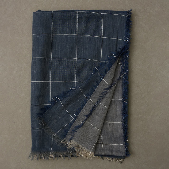 Zweifarbiger Patchwork Karierter Schal mit Fransen für Männer