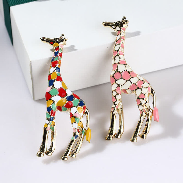Damen Cartoon Glänzende Emaille Giraffenbrosche