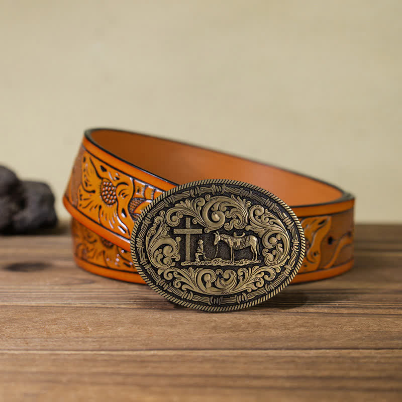 DIY Gebets Cowboy oval Schnallengürtel für Herren