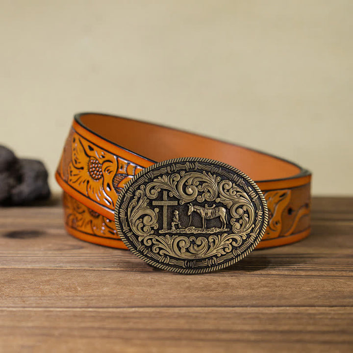 DIY Gebets Cowboy oval Schnallengürtel für Herren