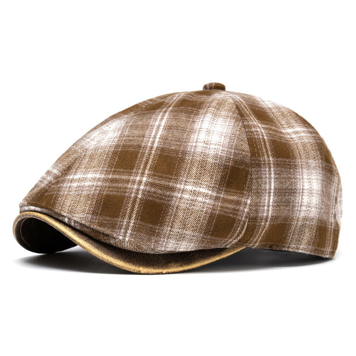 Herbst & Winter Künstlerische Retro Vielseitige Karierte Baskenmütze - Khaki - Einstellbar (22 1/2"-24") - image 10