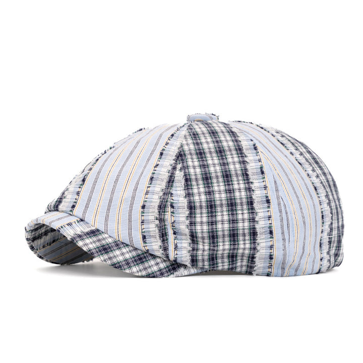 Baskenmütze im Retro-Stil mit Farbblockierung, geeignet für Frühling und Sommer - Weiß - Einstellbar (22 1/2"-24") - image 10