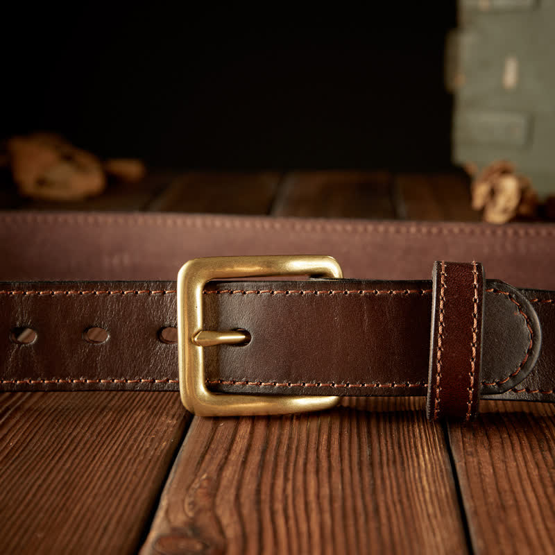 Herren-Ledergürtel im Vintage-Stil mit einfacher Dornschließe
