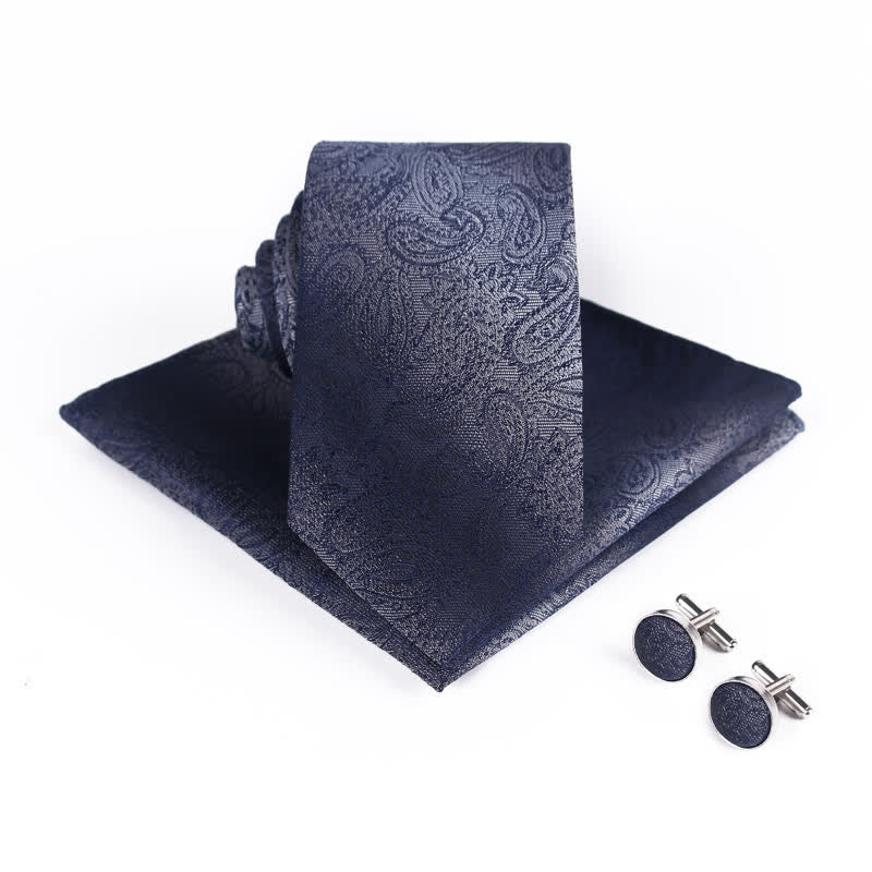 3-teiliges Gradienten Farb Paisley-Krawatten-Set für Herren - Marineblau - image 0