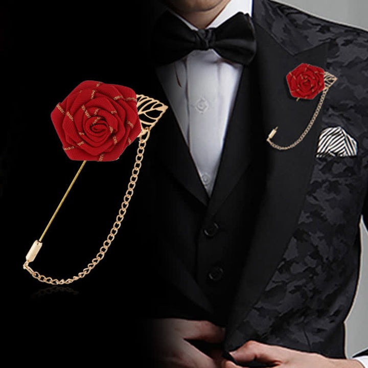 Florale Kamelienkette Brosche für Männer